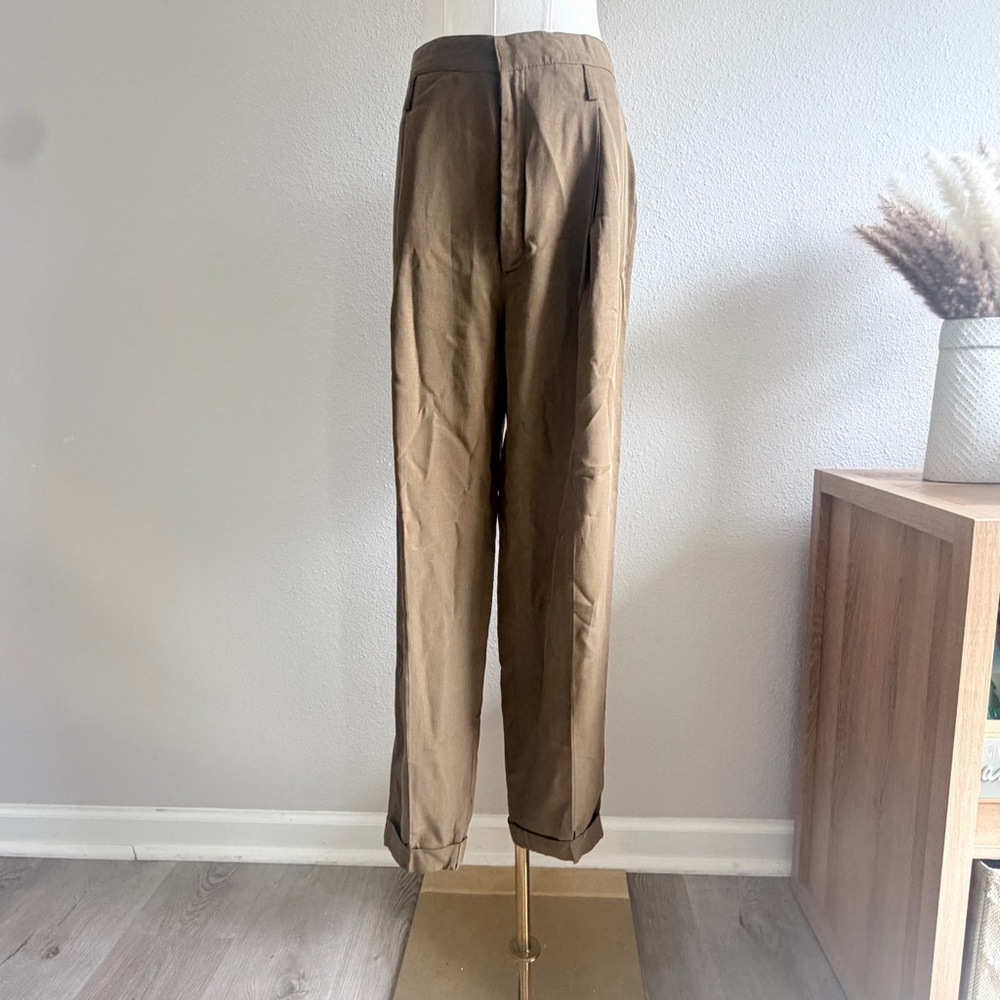 Zara Brown Straight-Leg Dress Pants